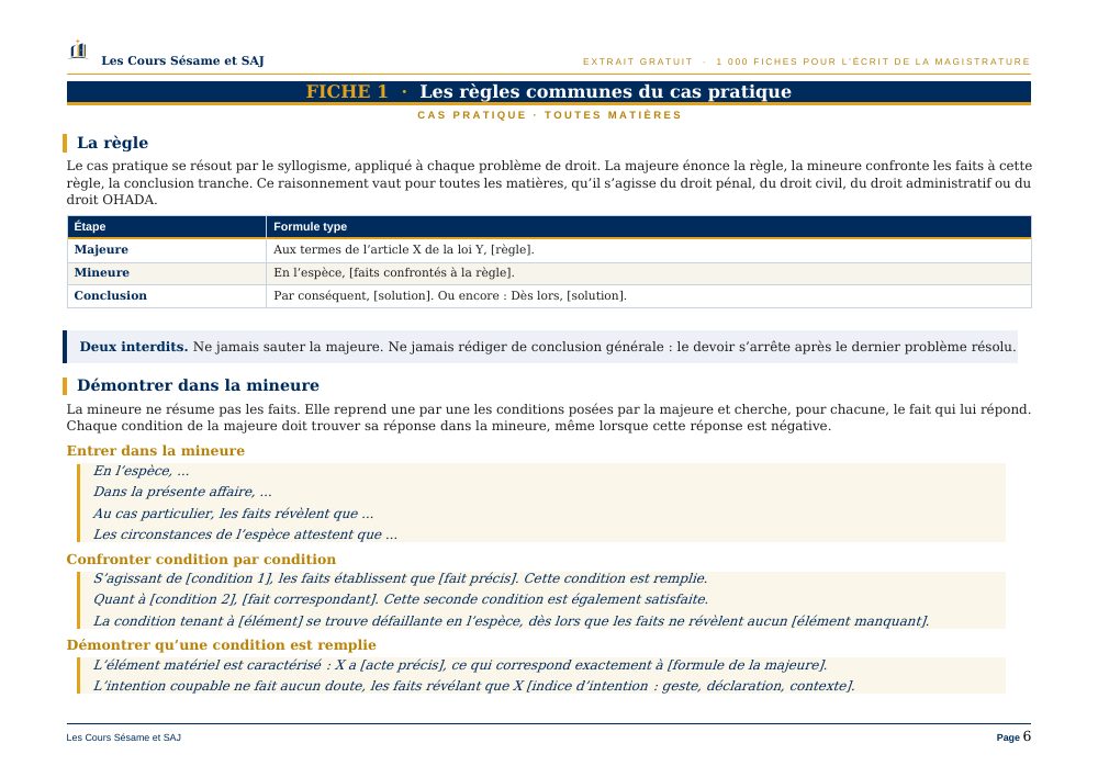 1000 Fiches de Cours pour Réussir l'Écrit de la Magistrature : page 6 de l'extrait gratuit