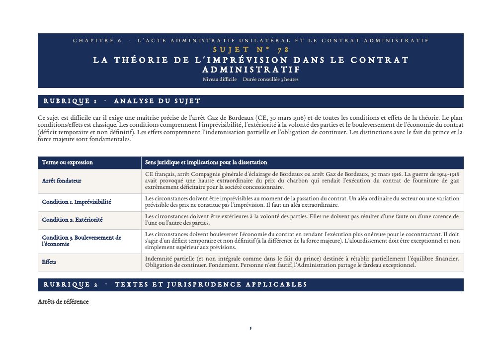 Le Droit Administratif en 125 Dissertations Corrigées, Tome II : page 5 de l'extrait gratuit