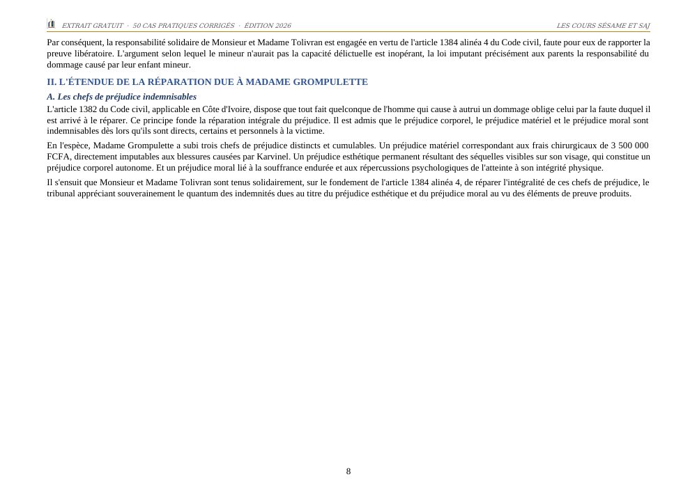 Les 50 Cas Pratiques Corrigés de la Magistrature : page 8 de l'extrait gratuit