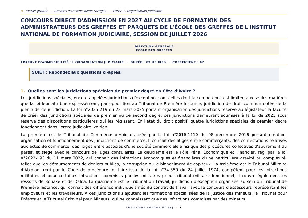 Les Annales des Anciens Sujets Corrigés INFJ : page 7 de l'extrait gratuit