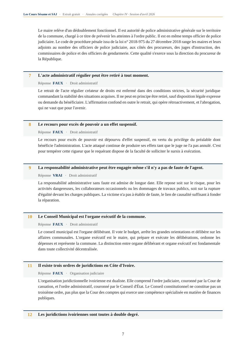 Les Annales des Anciens Sujets Corrigés Magistrature : page 7 de l'extrait gratuit
