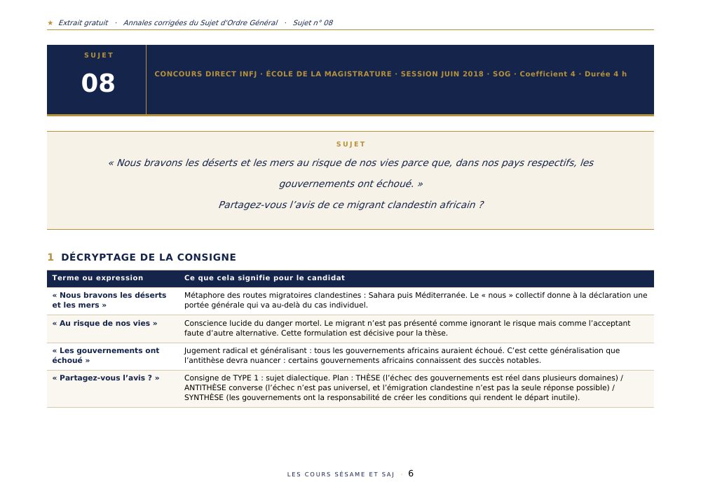 Les Annales des Anciens Sujets Corrigés de SOG aux Concours Administratifs : page 6 de l'extrait gratuit