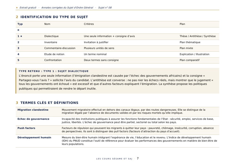 Les Annales des Anciens Sujets Corrigés de SOG aux Concours Administratifs : page 7 de l'extrait gratuit
