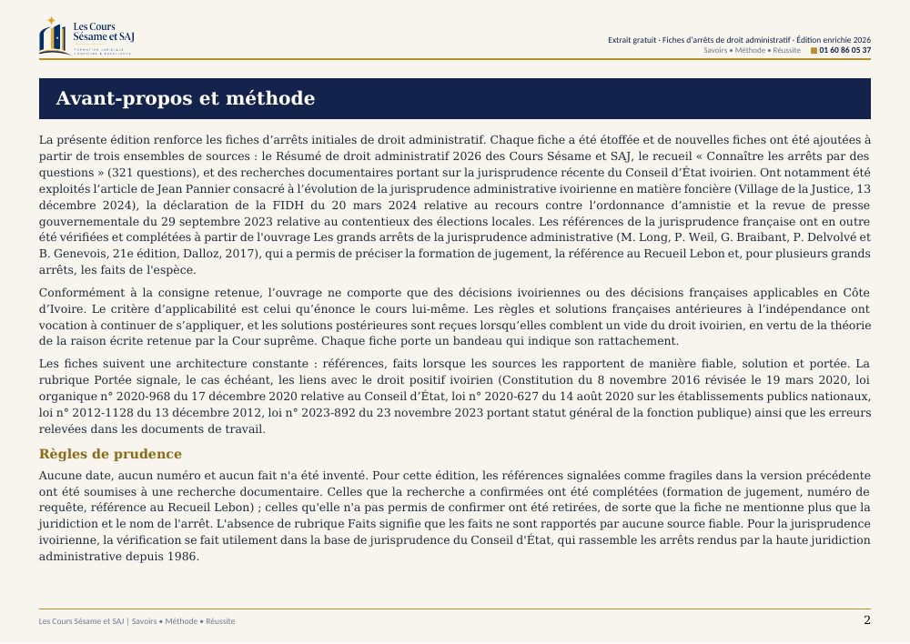 Les Fiches d'Arrêts de Droit Administratif : page 2 de l'extrait gratuit