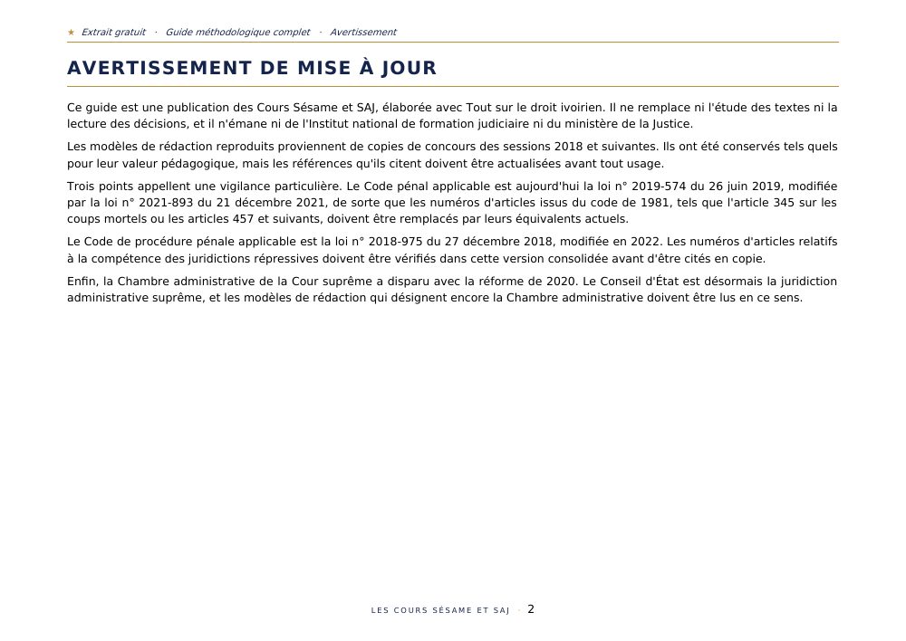 Le Guide Méthodologique Magistrature : page 2 de l'extrait gratuit
