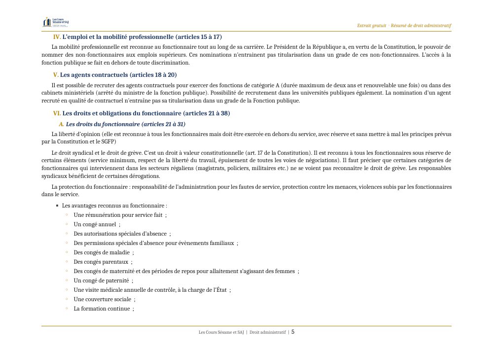 Le Résumé de Droit Administratif au Concours de la Magistrature : page 5 de l'extrait gratuit