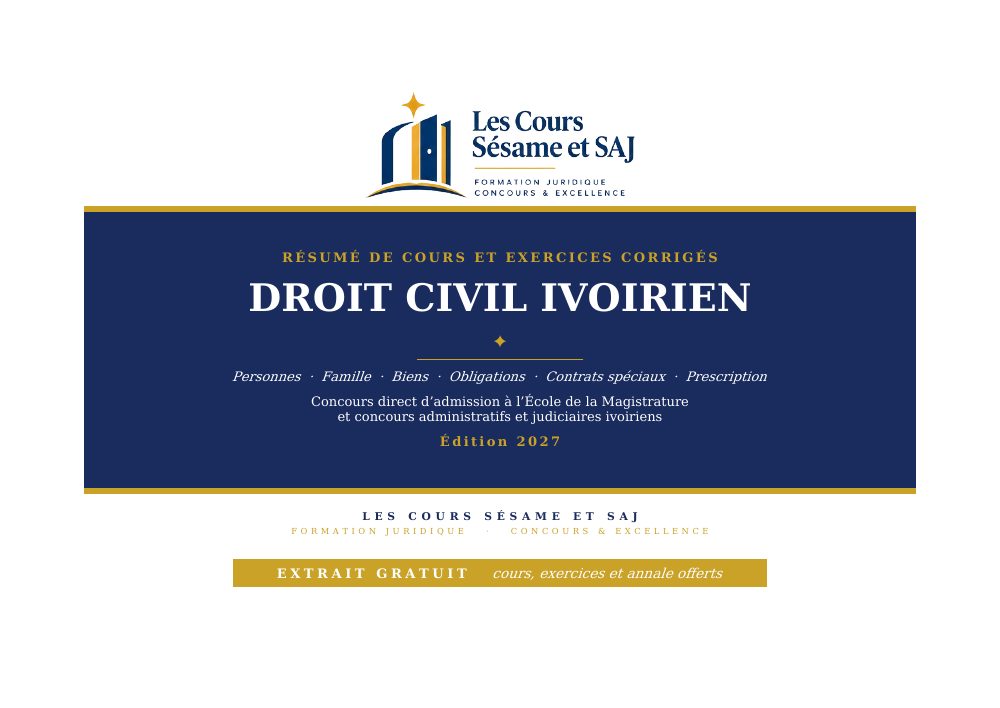 Le Résumé de Droit Civil au Concours de la Magistrature : page 1 de l'extrait gratuit