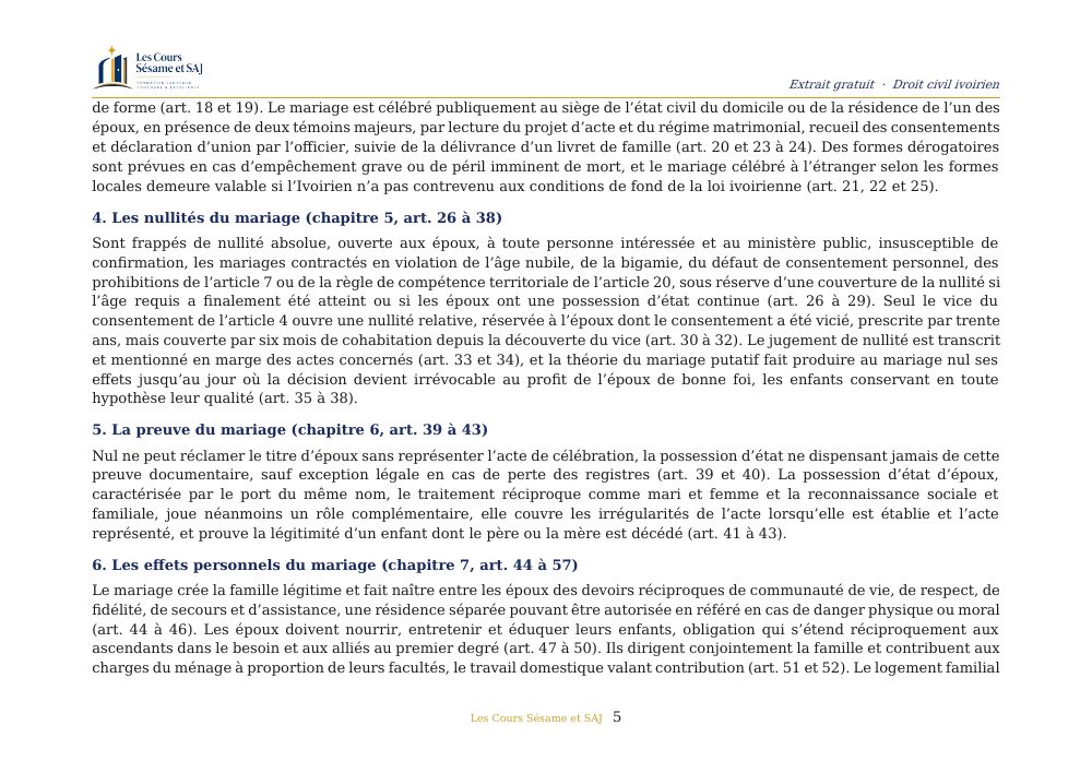 Le Résumé de Droit Civil au Concours de la Magistrature : page 5 de l'extrait gratuit
