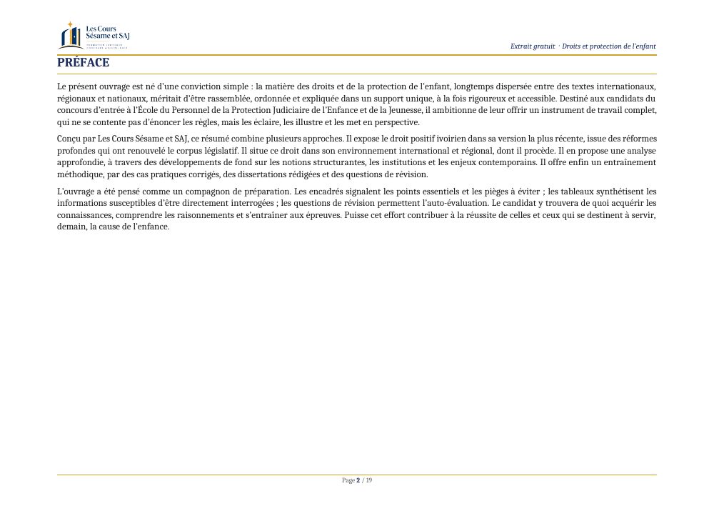 Le Résumé des Droits de l'Enfant aux Concours Administratifs : page 2 de l'extrait gratuit