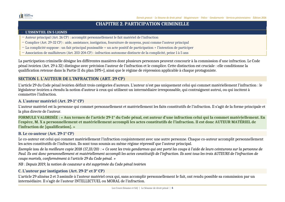 Le Sésame de Droit Pénal au Concours de la Magistrature : page 4 de l'extrait gratuit