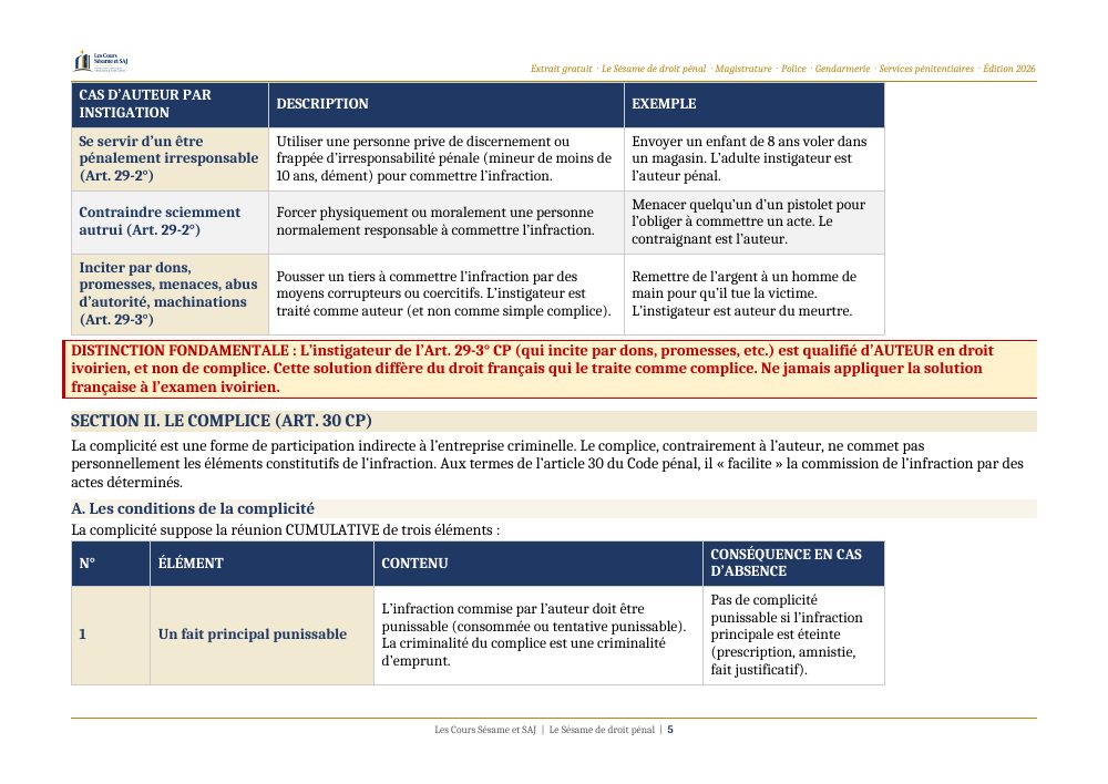 Le Sésame de Droit Pénal au Concours de la Magistrature : page 5 de l'extrait gratuit