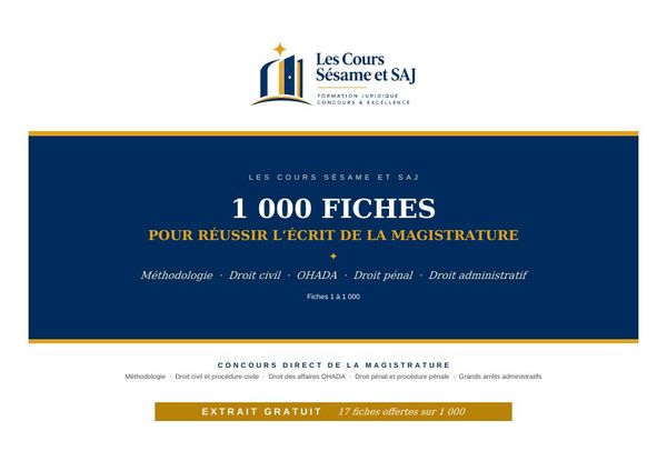 Première page des 1 000 fiches pour réussir l'écrit de la magistrature