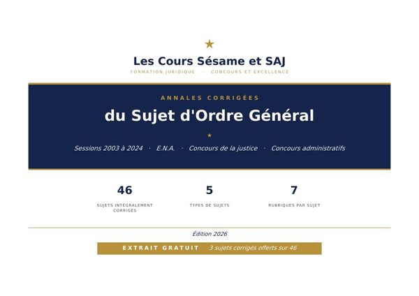 Première page de l'ouvrage Les Annales des Anciens Sujets Corrigés de SOG aux Concours Administratifs