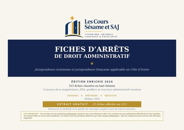 Première page de l'ouvrage Les Fiches d'Arrêts de Droit Administratif, Édition 2026