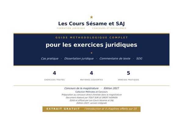 Première page de l'ouvrage Le Guide Méthodologique Magistrature, Édition 2027