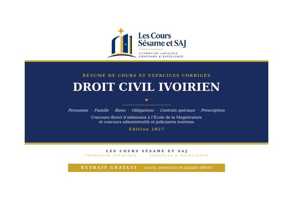 Première page du résumé de droit civil ivoirien
